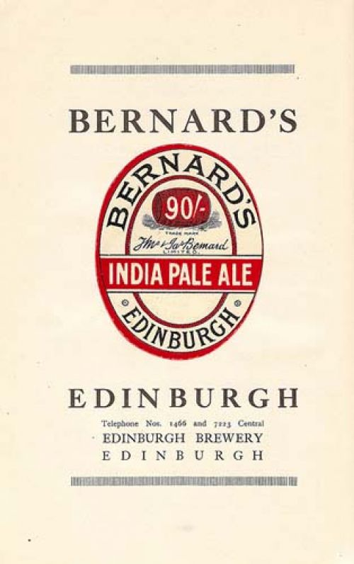 <p>An advertisement for Thomas and James Bernard Ltd's 90/- India Pale Ale</p>