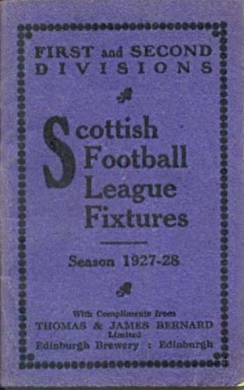 <p>Front cover of a football yearbook produced by Thomas and James Bernard Ltd for the season 1927-1928.</p>