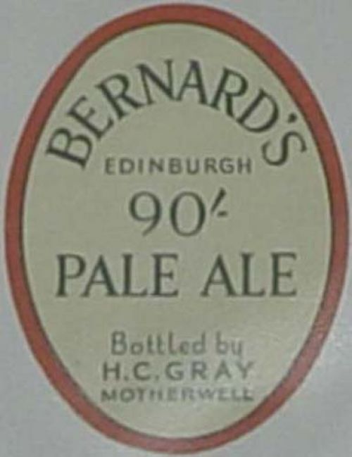 <p>A bottle label for Thomas and James Bernard Ltd's 90/- Pale Ale, bottled by H. C. Gray of Motherwell.</p>