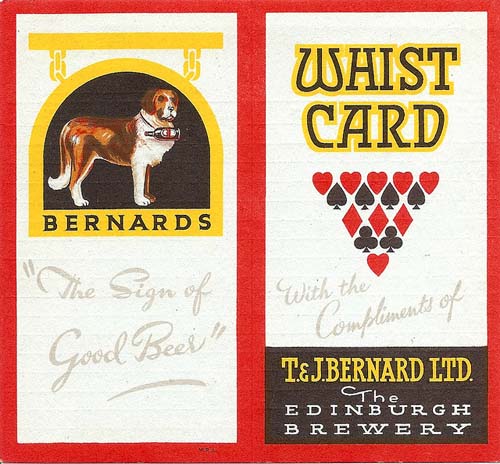<p>A whist card promoting Thomas and James Bernard Ltd,</p>