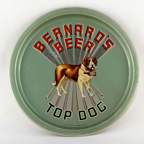 <p>A tray promoting Thomas and James Bernard Ltd, with the slogan 'Top dog'.</p>