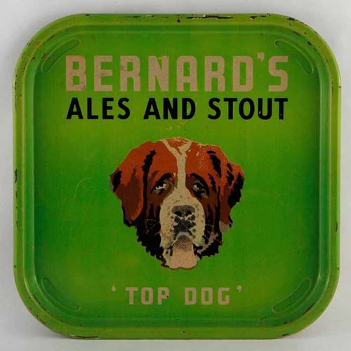 <p>A tray promoting Thomas and James Bernard Ltd's Ales and Stouts, with the slogan 'Top dog'.</p>