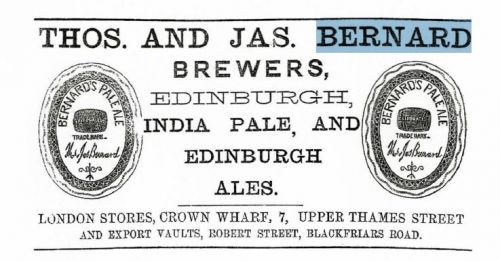 <p>An advertisement for Thomas and James Bernard's India Pale and Edinburgh Ales</p>