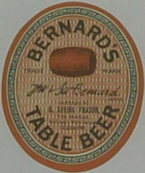<p>A bottle label for Thomas and James Bernard's Table Beer</p>