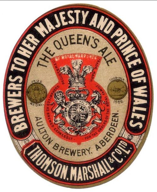 <p>This label is for Thomson, Marshall & Co Ltd's Queen's Ale, which was brewed under Royal Warrant.</p>