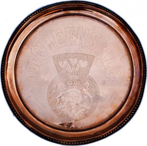 <p>An early copper tray from Thomson, Marshall & Co Ltd, promoting Queen's Ales from the Aulton Brewery.</p>