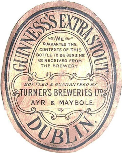<p>A beer label for Guinness, bottled by Turner's Breweries Ltd.</p>