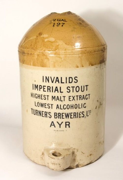 <p>A two-gallon stoneware flagon for Turner's Ayr & Newton Breweries Ltd's low-alcohol Invalids Imperial Stout</p>
