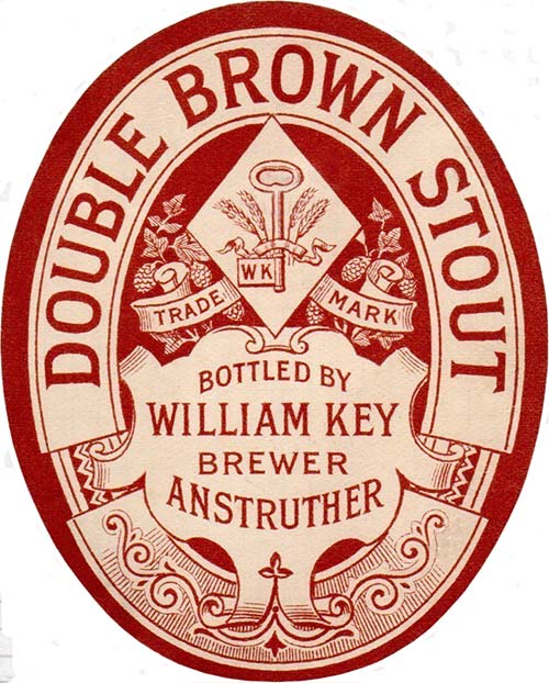 <p>A bottle label for William Key's Double Brown Stout.</p>