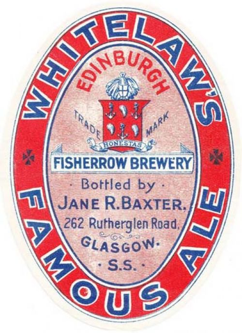 <p>A beer label for William Whitelaw's Famous Ale, bottled by Jane R. Baxter of Glasgow.</p>